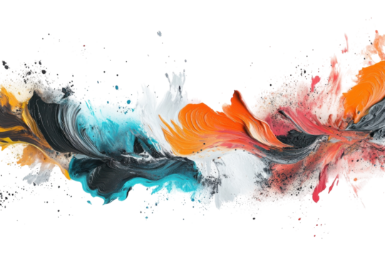 Vibrant abstract artwork showcasing dynamic colors and fluid forms in a mesmerizing dance isolated on transparent background