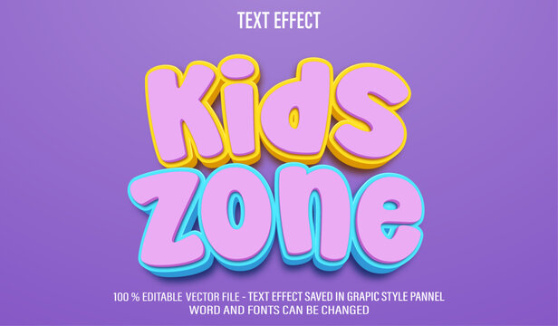 Kids Zone 3d editable text effect style