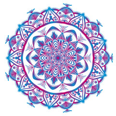 Drawing for coloring book. Geometric floral pattern. Contour drawing on a white background. Floral Mandala.