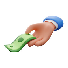Hand holding money 3d illustration