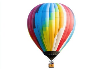 Obraz premium A vibrant hot air balloon floats gracefully against a clear blue sky at dawn in the countryside isolated on transparent background