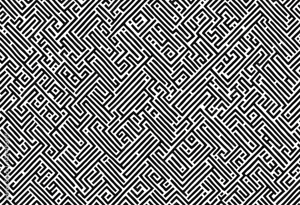 Poster abstract black and white spiraling lines and dots pattern: dynamic and modern design perfect for bac