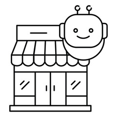 Retail Ai Store and Shopping Vector Icon Design with Editable Stroke