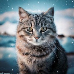 北極で凍える猫 generate by AI