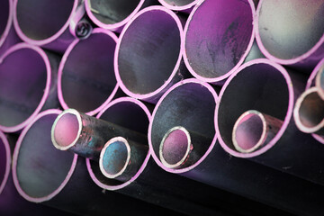 Close-Up View of Colorful Industrial Metal Pipes and Tubes