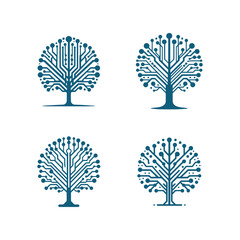 abstract cuit Board Tree tech. for education learning and technology business company logo.