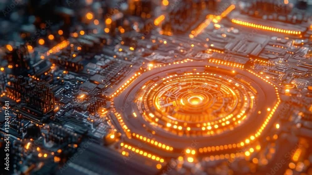 Aufkleber A detailed view of a quantum computing circuit brimming with intricate components.