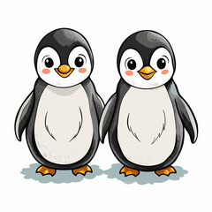 Fototapeta premium Cute Baby Penguin Watercolor Illustration – Adorable Penguin on White Background.