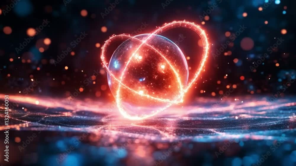 Poster This visual representation captures the vibrant concepts of quantum mechanics, including qubits, superposition, and entanglement.