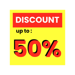 Discount offer tag badge. Sale promotion label with 50 percentage sign.