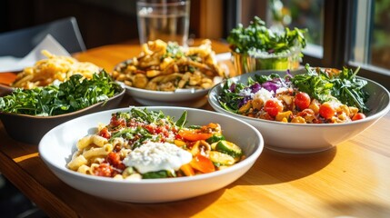 Vibrant Display of Freshly Prepared Italian Cuisine on Table