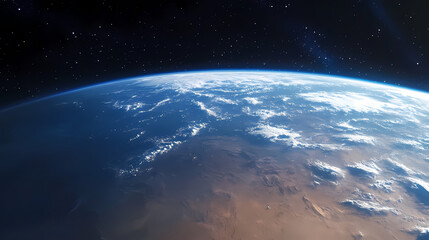 Obraz premium Earth from Space with Stars and Clouds