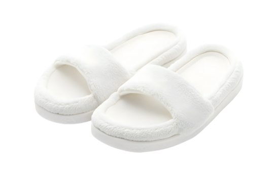 White slippers isolated on png transparent background.