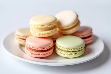 Obraz premium Delicious macarons treats kitchen food photography minimalist style top view sweet indulgence