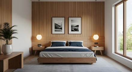 Modern Minimalist Bedroom: Wooden Design and Cozy Interior