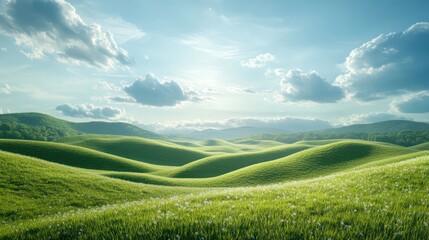 Obraz premium Amazing spring colorful landscape. scene with rolling green hills.