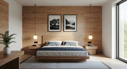 Modern Minimalist Bedroom: Wooden Design and Cozy Interior