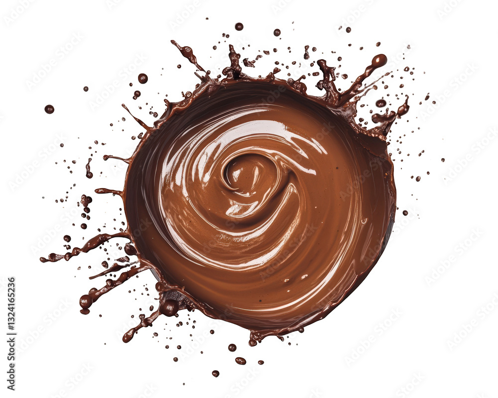 Aufkleber rich chocolate swirl with splashes, creating dynamic and appetizing visual. perfect for dessert them
