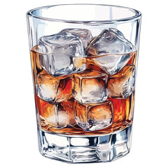 glass of whiskey with ice