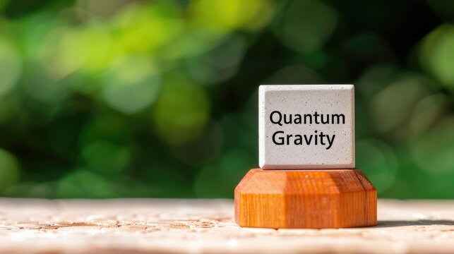 Conceptual Block with Quantum Gravity Text on Natural Background for Science Theme