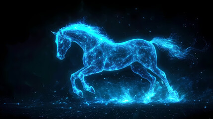 Blue Horse in Dreamy Background