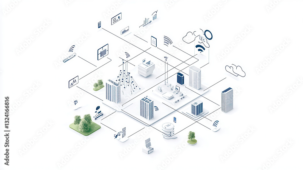 Poster clean and modern visual of global data network showcasing connectivity and technology
