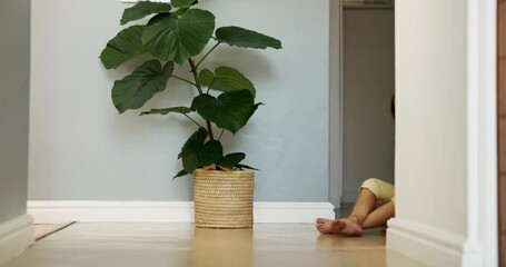 Home, naughty and father with girl, leg and frustrated with dragging, bedtime and walking. Closeup, apartment and dad with daughter, parent and expression with tantrum, discipline and autism