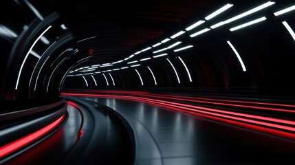Dynamic Flow of Data in a Futuristic Tunnel Showcasing Speed and Vibrant Colors in Advanced Technology Generative AI