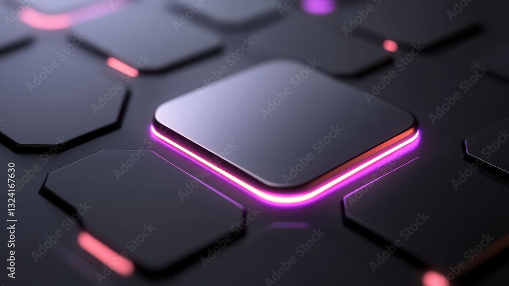 Poster sleek and modern datacenter interface featuring smooth, rounded keys with vibrant lighting effects. 