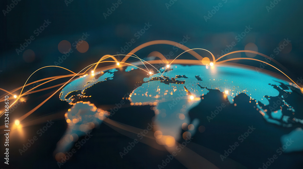 Aufkleber clean and modern visual of global data network showcasing connections across continents, symbolizing