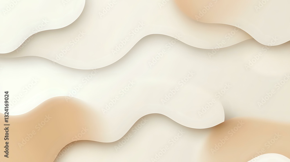 Poster elegant wavy layers in cream and beige tones create soft abstract background with depth and shadow e