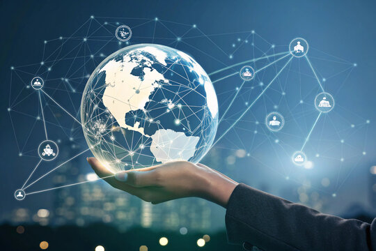 A business-driven perspective on global networking, emphasizing social connectivity, digital transformation, and international reach