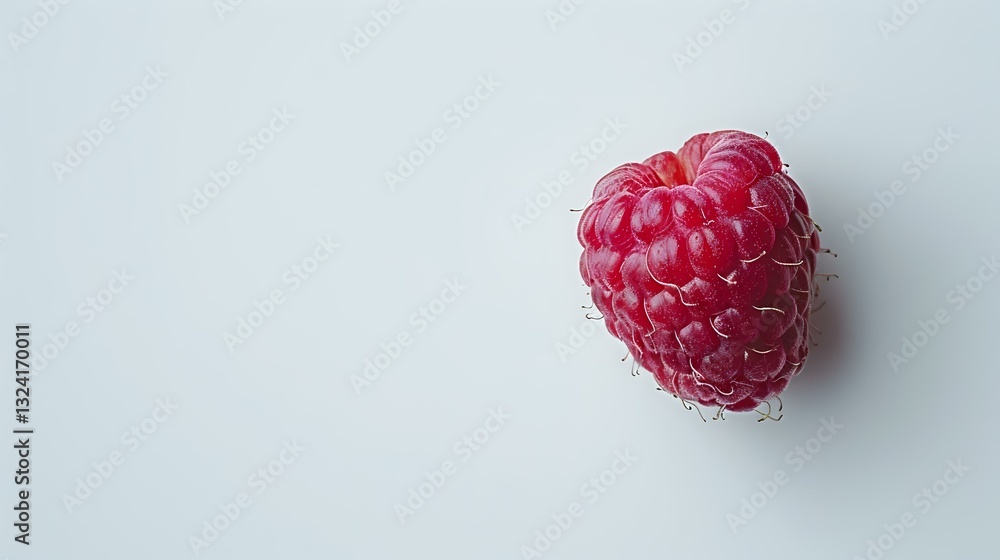 Aufkleber fresh ripe red raspberry isolated on white background with soft shadow. clean minimalist food photog