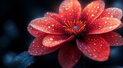 Artistic abstract red flower wallpaper with generative design technology image