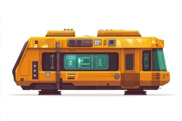 Bright Yellow Train Car with Modern Design and Futuristic Features