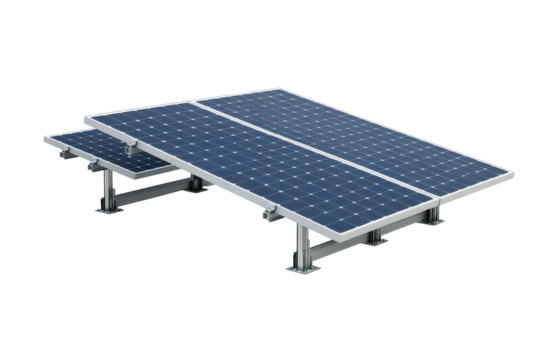 Innovative solar panel installation demonstrating renewable energy potential in bright sunlight isolated on transparent background