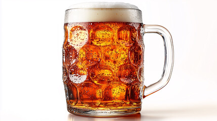 frosty fresh beer with foam isolate on white background