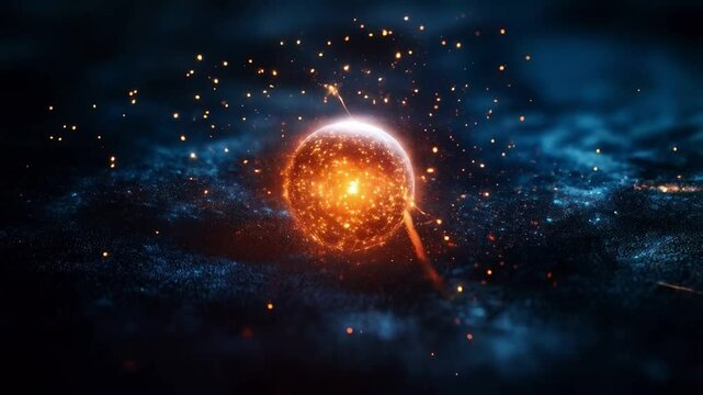 Visual representation explores the intricacies of quantum mechanics, showcasing qubits in superposition and entanglement amidst vibrant cosmic particles and energy flows.