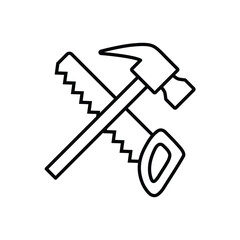  hammer and saw icon vector