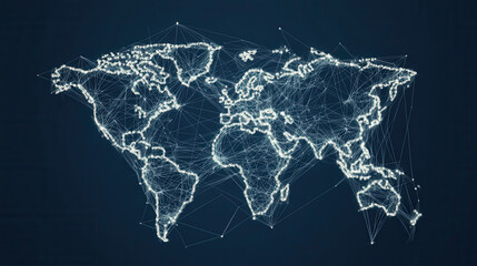 Fototapeta premium clean and modern visual of global data network, showcasing interconnected nodes across world