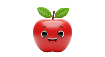 Smiling Red Apple 3D Render