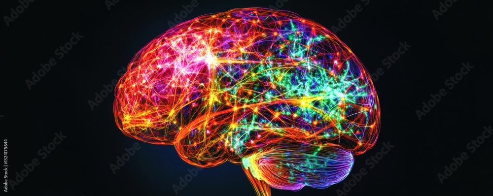 Aufkleber a luminous brain illustration displays intricate connections and neural pathways