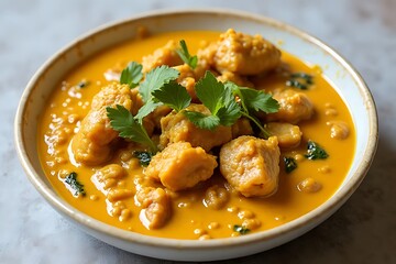 Delicious shrimp curry dish kitchen food photography warm setting close-up culinary delight