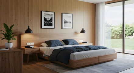 Modern Minimalist Bedroom: Wooden Design and Cozy Interior