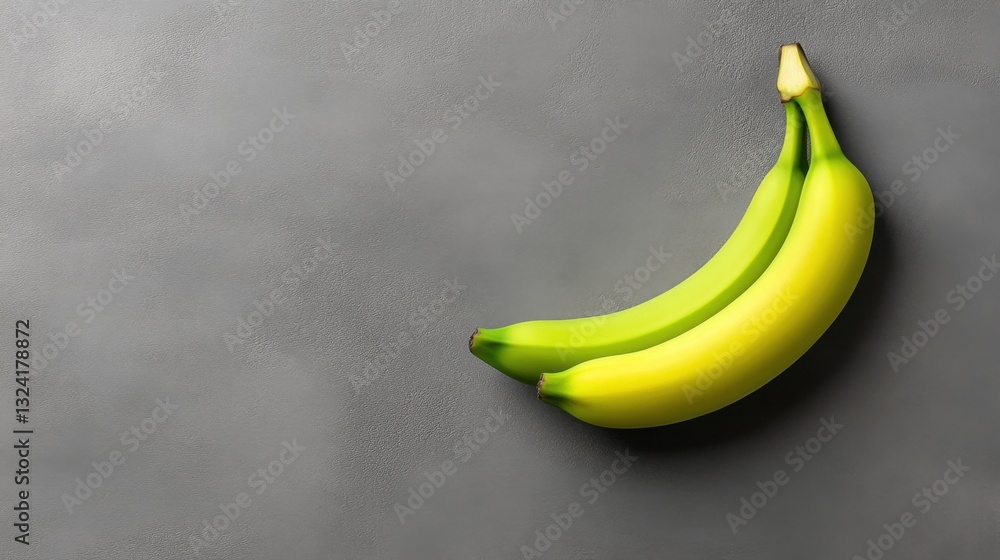 Poster a banana is on a grey surface. the banana is yellow and is placed on the surface. the banana is the 