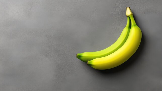 A banana is on a grey surface. The banana is yellow and is placed on the surface. The banana is the main focus of the image