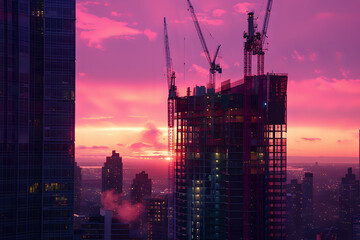 Cyberpunk Tower Rising: Sci-Fi Skyscraper Construction