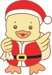 Cute Duck christmas vector icon. Funny baby Duck animal series christmas illustration.