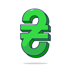 Green Ukraine currency Hryvnia icon and symbol cartoon illustration vector with flat style concept isolated