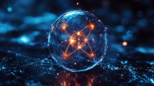 This depiction showcases the intricate concepts of quantum mechanics, highlighting a qubit in superposition within a vibrant digital landscape. Entangled particles interact under quantum dynamics.